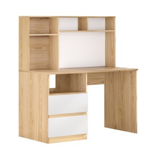Artiss Computer Desk with Bookshelf & Drawer - 120cm White & Oak Melamine Finish, Storage Cabinet, Easy Assembly