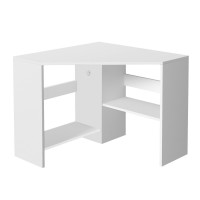 Artiss Corner Computer Desk White MDF 85x85cm L-Shaped Home Office Workstation with Shelves and CPU Stand