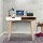 Artiss Computer Desk 90cm Oak and White – Scandinavian Style, Drawer, Open Shelf, Rubber Wood Legs, Sturdy Build