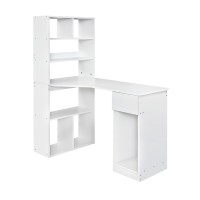 Artiss Computer Desk with Bookshelf, 15mm Particle Board, 120cm, White, Stylish Workspace, Easy Assembly