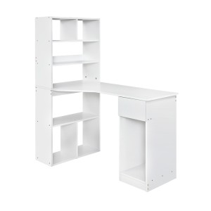 Artiss Computer Desk with Bookshelf, 15mm Particle Board, 120cm, White, Stylish Workspace, Easy Assembly