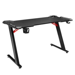 Artiss Gaming Desk 120cm with RGB LED Lights, Solid Steel Frame, Carbon Fibre Surface, Cup Holder, Headphone Hook