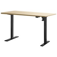 Artiss Motorised Standing Desk, Particle Board, 140cm, White Oak, Adjustable Frame, Eco-Friendly, Anti-Scratch Finish