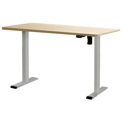 Artiss Motorised Standing Desk, Particle Board, 120cm, White Oak, Height Adjustable, Home Office, Ergonomic