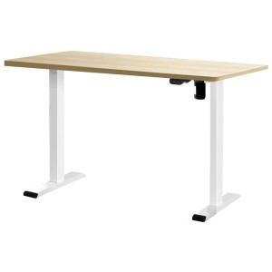 Artiss Motorised Sit Stand Desk - White Oak 140cm | Adjustable, Eco-Friendly, Quiet Operation for Home & Office