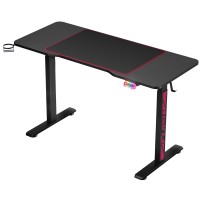 Artiss 140cm Motorised Standing Gaming Desk Black, Steel Frame, RGB LED, USB Charging, Adjustable Height, Mouse Pad