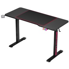 Artiss 140cm Motorised Standing Gaming Desk Black, Steel Frame, RGB LED, USB Charging, Adjustable Height, Mouse Pad