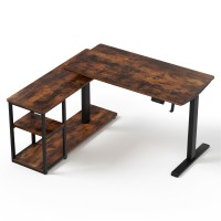 Artiss Electric Standing Desk L-Shaped 120cm, Rustic Brown, Adjustable Height, Motorized with Digital Control Panel