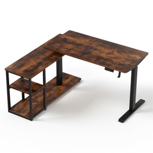Artiss Electric Standing Desk L-Shaped 120cm, Rustic Brown, Adjustable Height, Motorized with Digital Control Panel