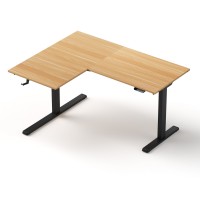 Artiss L-Shape Electric Standing Desk, Oak & Black, Adjustable 72-121cm, Dual Motor, Cable Management, 140x110cm