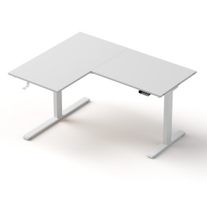 Artiss L-Shape Electric Standing Desk, Height Adjustable, Oak Top, 140x110cm, Dual Motor, Cable Management, Black Frame