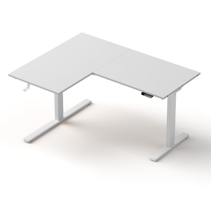 Artiss L-Shape Electric Standing Desk, Height Adjustable, Oak Top, 140x110cm, Dual Motor, Cable Management, Black Frame