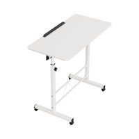 Artiss Adjustable 80CM White Laptop Desk Table - Portable, 360° Tilt, U-Shape Frame, Lockable Wheels, MDF Top