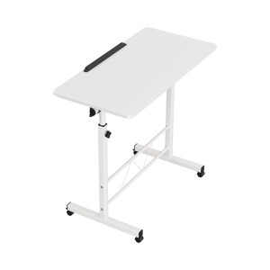 Artiss Adjustable 80CM White Laptop Desk Table - Portable, 360° Tilt, U-Shape Frame, Lockable Wheels, MDF Top