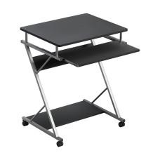 Artiss 60CM Black Computer Desk with Sliding Keyboard Tray, 15mm Thick Top, Z-Shape Steel Frame, & 360° Castor Wheels