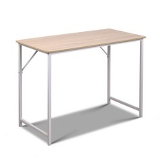 Artiss Computer Desk, Oak Particle Board, 100cm, White & Oak, Stylish Workstation, Easy Assembly, Compact Design