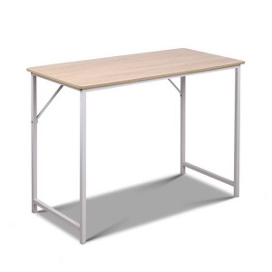 Artiss Computer Desk, Oak Particle Board, 100cm, White & Oak, Stylish Workstation, Easy Assembly, Compact Design