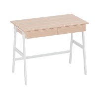 Artiss Borg Computer Desk 100CM Oak - Scandinavian Design, 2 Drawers, Metal Frame, Easy Assembly for Home/Office