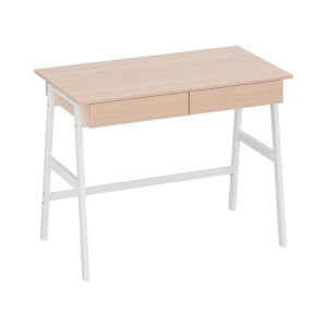 Artiss Borg Computer Desk 100CM Oak - Scandinavian Design, 2 Drawers, Metal Frame, Easy Assembly for Home/Office