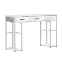 Artiss 120CM White Computer Desk with Shelves & Drawers - Sturdy Iron Frame, Oak Finish, Easy Assembly, 1-Year Warranty