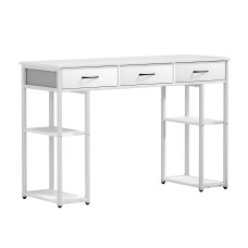 Artiss 120CM White Computer Desk with Shelves & Drawers - Sturdy Iron Frame, Oak Finish, Easy Assembly, 1-Year Warranty