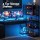 Artiss 200cm L Shaped Gaming Desk with RGB LED Strip Built in USB Type C Power Station Black 200cm Workspace