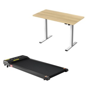 Artiss Electric Treadmill Desk 140x70cm Oak Standing Desk with 400mm Walking Pad, Adjustable Height, Bluetooth