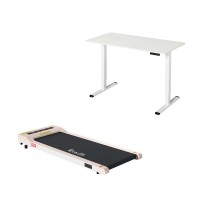 Artiss Electric Standing Desk with 120cm White Table and Everfit 10km/h Walking Pad, Adjustable Height, Home Office