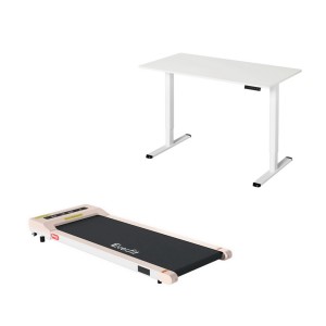 Artiss Electric Standing Desk with 120cm White Table and Everfit 10km/h Walking Pad, Adjustable Height, Home Office