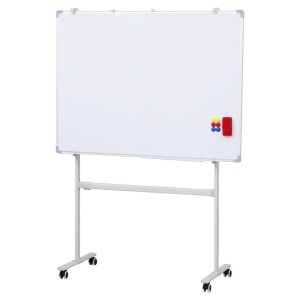 90x120cm Double-Sided Magnetic Whiteboard with Wheels, Easy-Clean Surface, Marker Tray, Eraser, Magnets, ABS Steel Frame