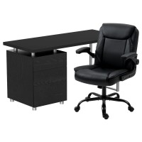 Artiss Black Computer Desk & Executive Office Chair Set – PU Leather, 3 Drawers, Adjustable, Modern Home Office