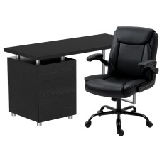 Artiss Black Computer Desk & Executive Office Chair Set – PU Leather, 3 Drawers, Adjustable, Modern Home Office Artiss Black Computer Desk & Executive Office Chair Set – PU Leather, 3 Drawers, Adjustable, Modern Home Office