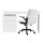Artiss Computer Desk and Executive Office Chair Set White, 140cm, PU Leather, 3 Drawers, Height Adjustable, Study Home
