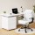 Artiss Computer Desk and Executive Office Chair Set White, 140cm, PU Leather, 3 Drawers, Height Adjustable, Study Home