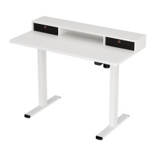 Artiss 120cm Electric Standing Desk with Motorised Height Adjustment, Storage Shelf Drawer, White, Particle Board