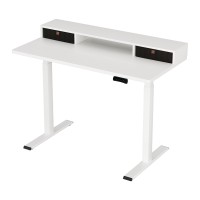Artiss Electric Standing Desk 120cm Dual Motor Office Table with Shelf, Drawer, Digital Panel, White, Adjustable Height