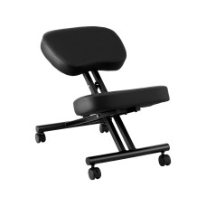 Artiss Ergonomic Kneeling Chair Black PU Leather, Adjustable Height, Metal Frame, 120kg Capacity, 6cm Foam Seat