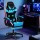 Artiss Gaming Office Chair with 8-Point Massage, RGB LED, PU Leather, Footrest, 135° Recline, 150kg Capacity, Cyan