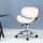 Artiss Wooden Office Chair White PU Leather Seat, Brown Frame, 360° Swivel, Height Adjustable, Retro Modern Design