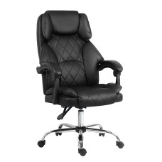 Artiss Executive Office Chair, PU Leather Recliner, Black, Adjustable Height, Ergonomic Design, 70x70x113-123cm