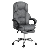Artiss Executive Office Chair, Fabric with Footrest, Grey, 67x67x126cm, Ergonomic High-Back, Adjustable Recline