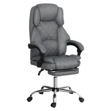Artiss Executive Office Chair, Fabric with Footrest, Grey, 67x67x126cm, Ergonomic High-Back, Adjustable Recline