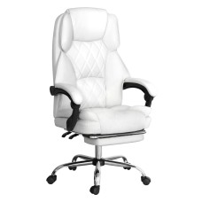 Artiss Executive Office Chair, Premium PU Leather, High-Back, White, 67x67x126cm, Recline & Footrest, Ergonomic Comfort