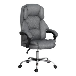 Artiss Executive Office Chair, Fabric Recliner, Grey, 67x67x126cm, High-Back, Adjustable, Ergonomic, with Footrest