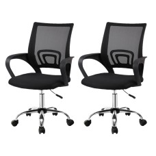 Artiss 2x Mid-Back Mesh Office Chair, Black - Breathable, Lumbar Support, 360° Swivel, Adjustable Height, Chrome Base Artiss 2x Mid-Back Mesh Office Chair, Black - Breathable, Lumbar Support, 360° Swivel, Adjustable Height, Chrome Base