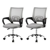 Artiss 2x Cody Grey Mesh Office Chair - Mid Back, Lumbar Support, 360° Swivel, Chrome Base, Height Adjustable