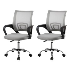 Artiss 2x Cody Grey Mesh Office Chair - Mid Back, Lumbar Support, 360° Swivel, Chrome Base, Height Adjustable Artiss 2x Cody Grey Mesh Office Chair - Mid Back, Lumbar Support, 360° Swivel, Chrome Base, Height Adjustable