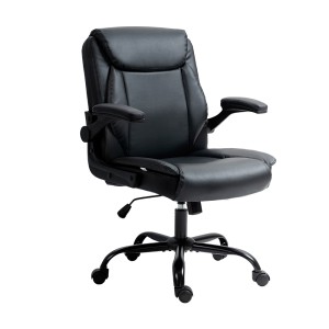 Artiss Executive Office Chair, PU Leather, Mid-Back, Black, 67x65x95-103cm, Ergonomic, Adjustable, Home Office Comfort