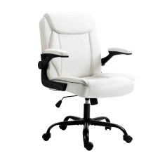 Artiss Executive Office Chair, PU Leather, Mid Back, White, 67x65x95-103cm, Ergonomic Comfort & Stylish Design