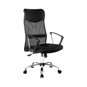 Artiss Mesh Office Chair, High Back, PU Leather, Black, Ergonomic Design, Adjustable, Breathable, 120kg Capacity